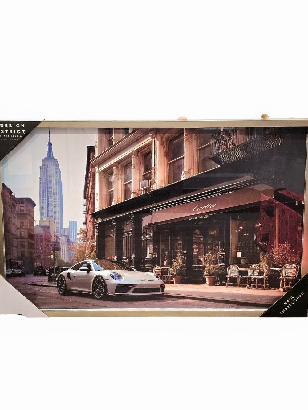 Design District Cartier Porsche Urban Street Scene Framed Wall Decor